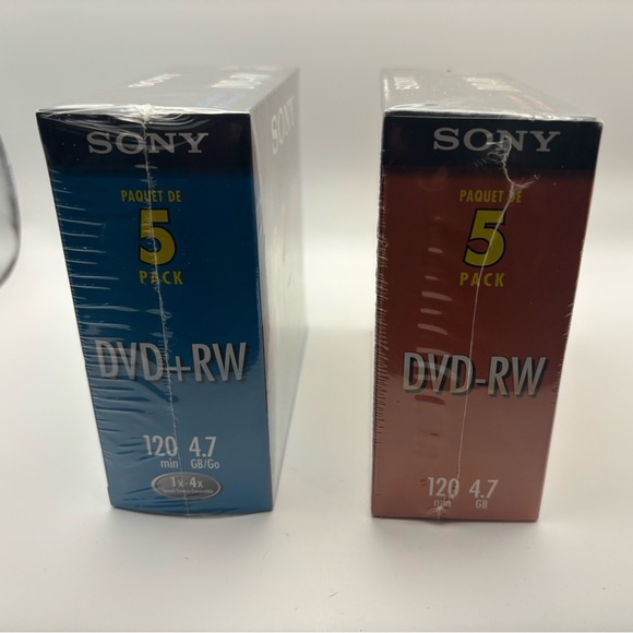 Sony DVD+RW & DVD-RW 5-Pack Lot (10 Discs Total) | Sealed | 4.7GB / 120 Min - Picture 4 of 5